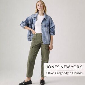 Jones New York Olive High-Rise Chino Pants Size 10 Cargo Pocket Ankle